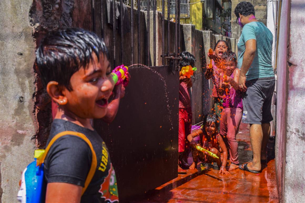 Holi festival, street in colour. imago images/ZUMA Wire
