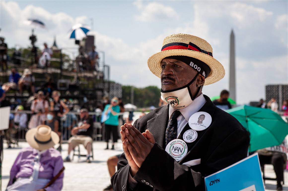 IMAGO / NurPhoto / Allison Bailey | Nationwide March For Voting Rights on the 58th anniversary of the March on Washington. August 28, 2021.