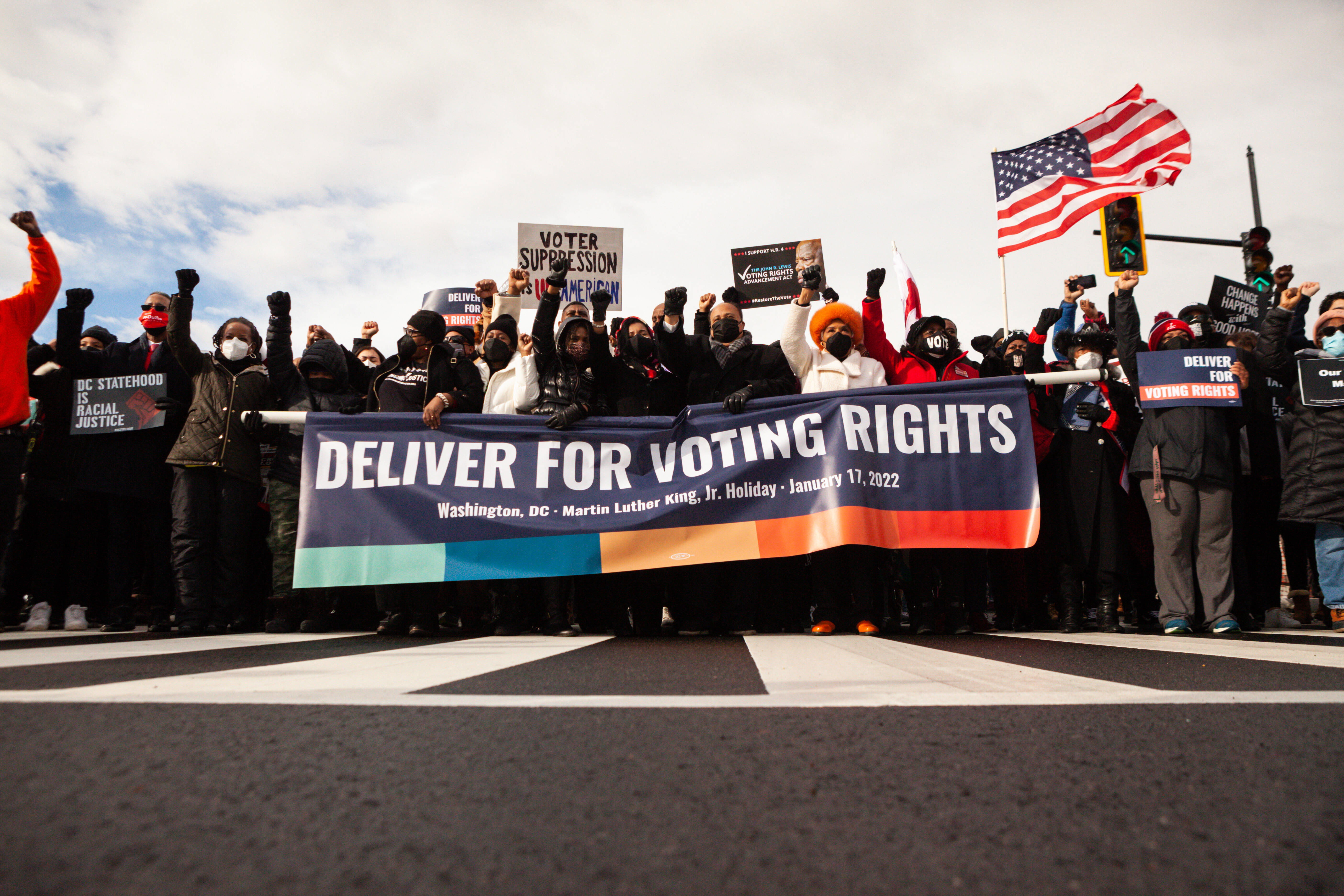 IMAGO / NurPhoto / Allison Bailey | Washington DC Peace Walk for voting rights with the family of Martin Luther King Jr. on January 17, 2022.