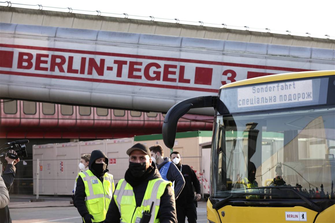 IMAGO / Jens Schicke | The Ukraine Arrival Center TXL for refugees from Ukraine at Tegel airport