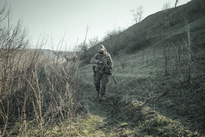 Ukrainian soldier in war