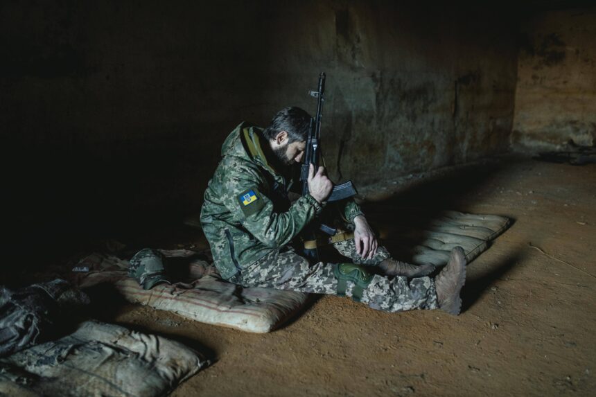 Ukrainian soldier in war