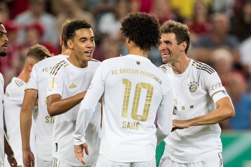 a photo of Jamal Musiala, Leroy Sané, and Thomas Müller