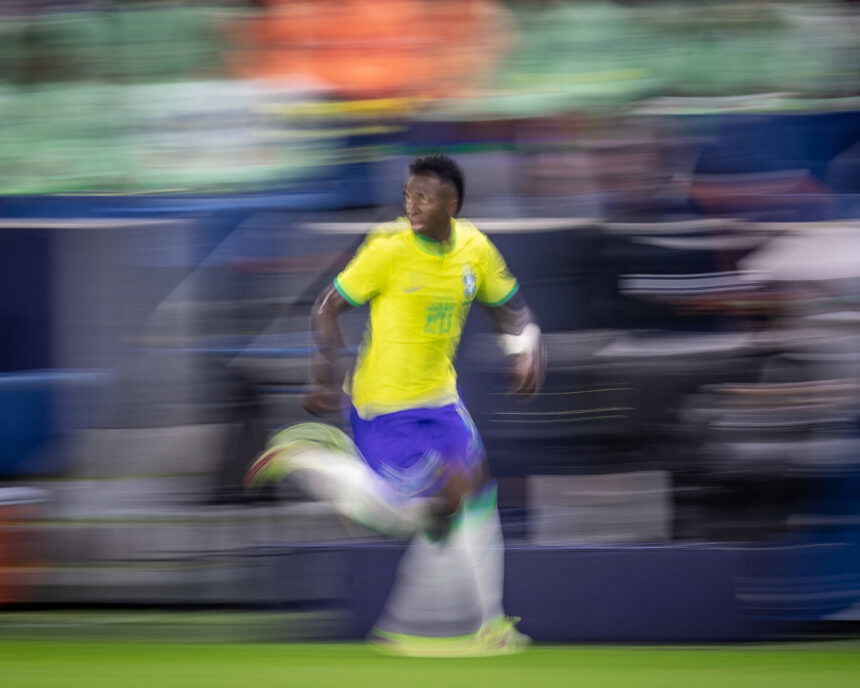 Vinicius Jr playing for Brazil.