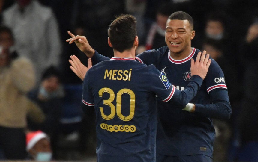 a photo of Kylian Mbappé and lionel messi