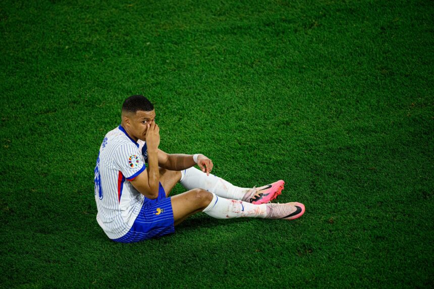 Kylian Mbappe suffered a broken nose