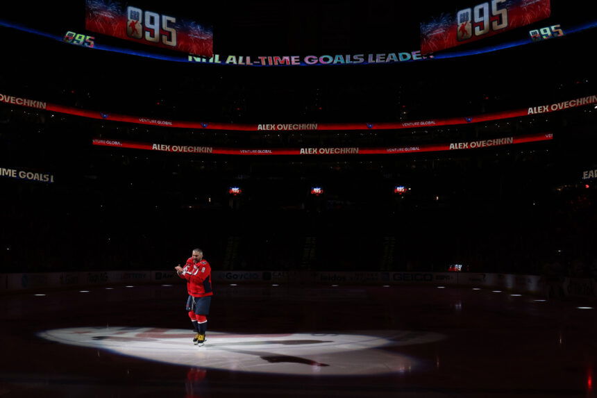 photo of Alex Ovechkin honored as NHL goals leader