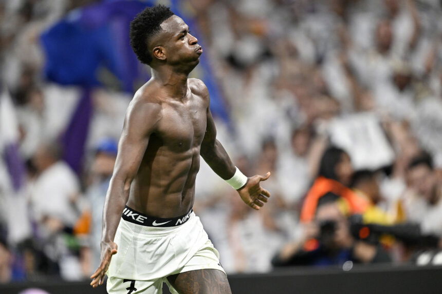 Vinicius Jr goal at the Real Madrid v Borussia Dortmund - UEFA Champions League game.