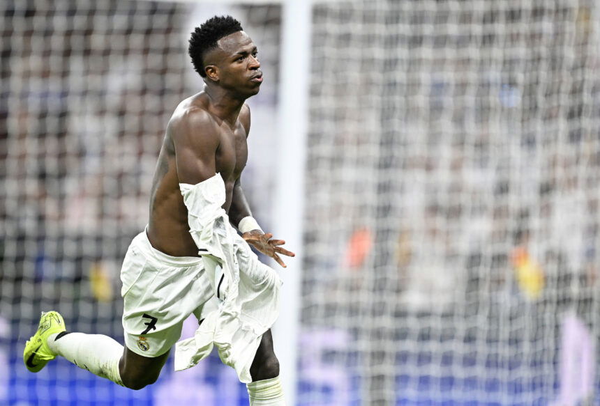 Vinicius Jr goal at the Real Madrid v Borussia Dortmund - UEFA Champions League game.